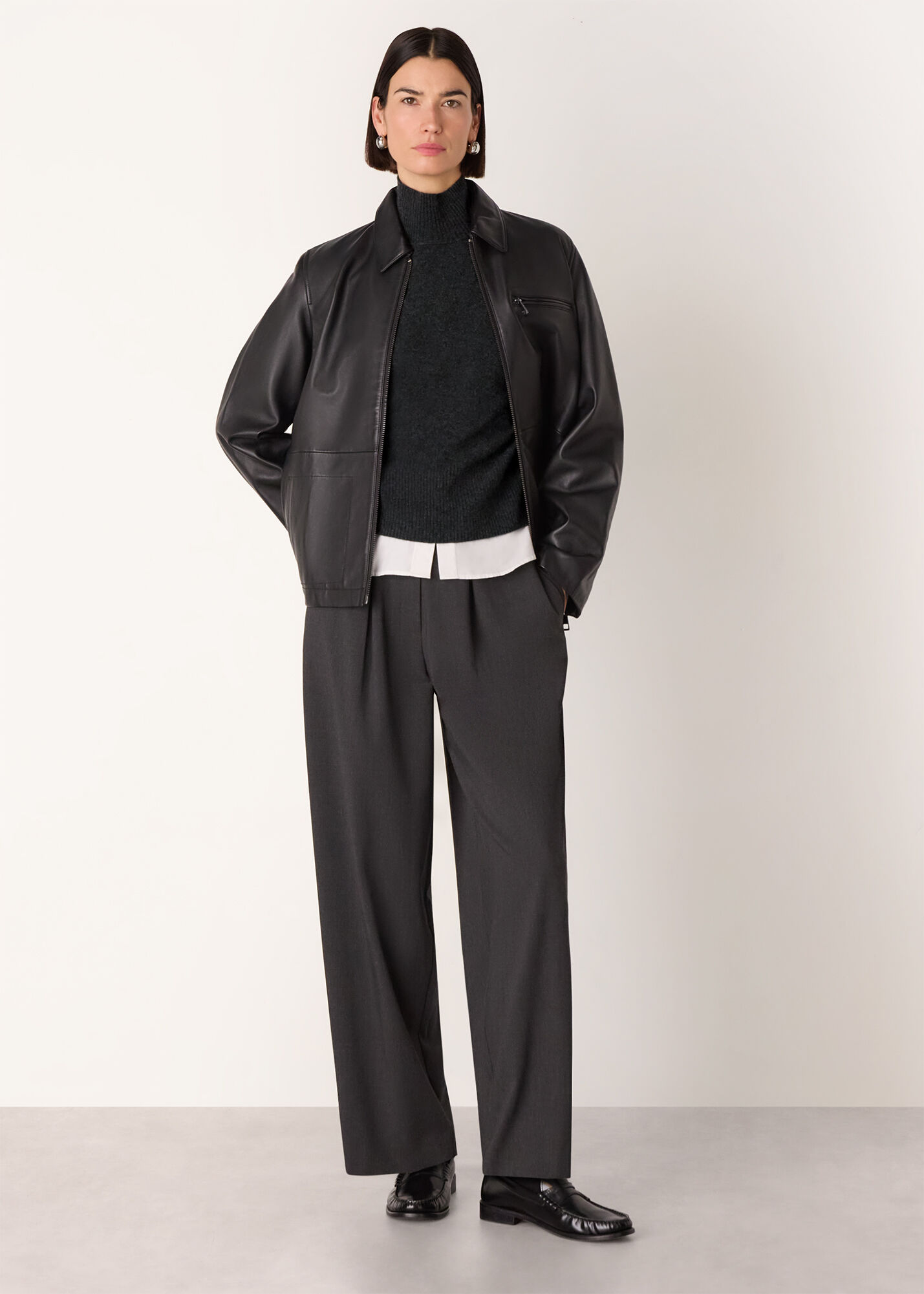Women's Dark Grey Cashmere Mock Neck Sweater | Whistles US |